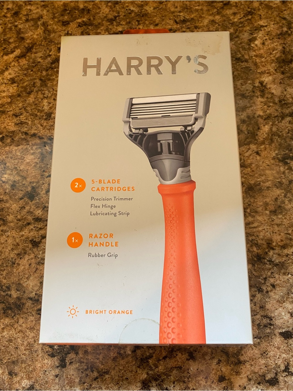 Harry’s Bright Orange 5-Blade Razor with Rubber Grip Handle. NWOT